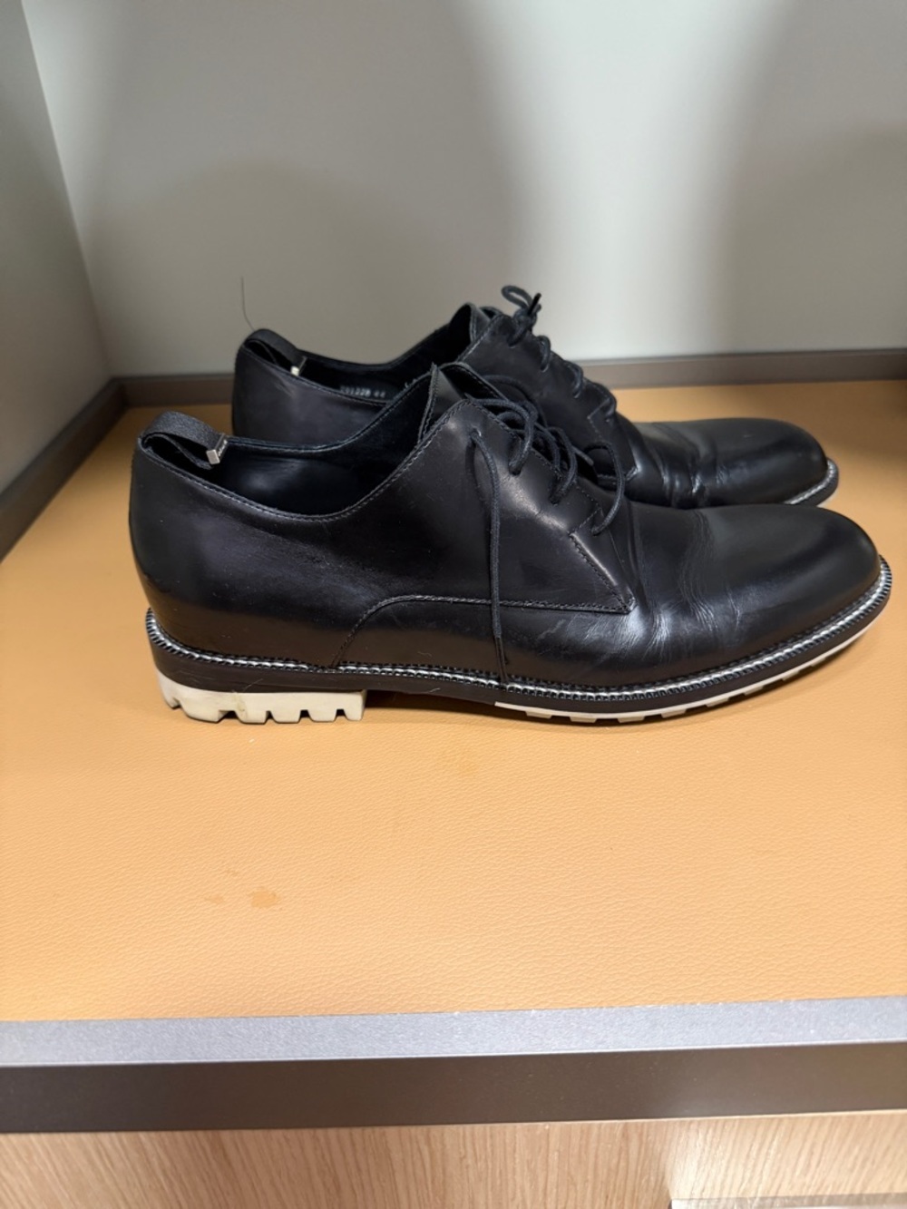 Balenciaga Black Leather Derby Shoes with White Lug Sole